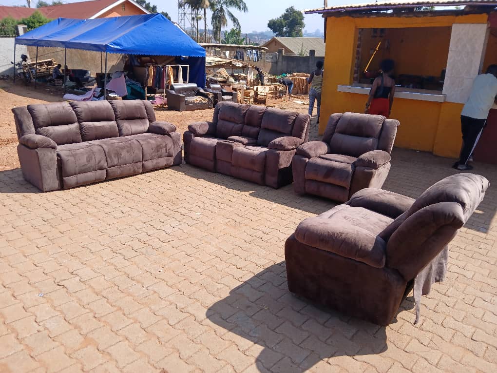 Fibre Sofa Brown Recliner